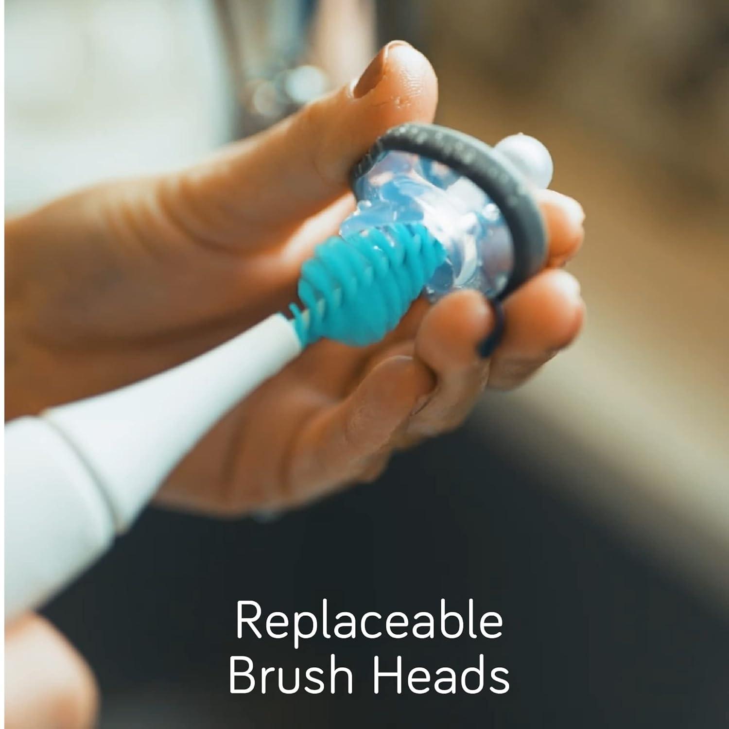 image:imageNanobebe Baby Bottle Cleaner Replacement Heads for EBrush Electric Rechargeable Bottle Cleaning Brush and Flexy Brush in Gift Sets for Baby Accessories Pacifiers and Sippy Cups 4pk GreyTeal