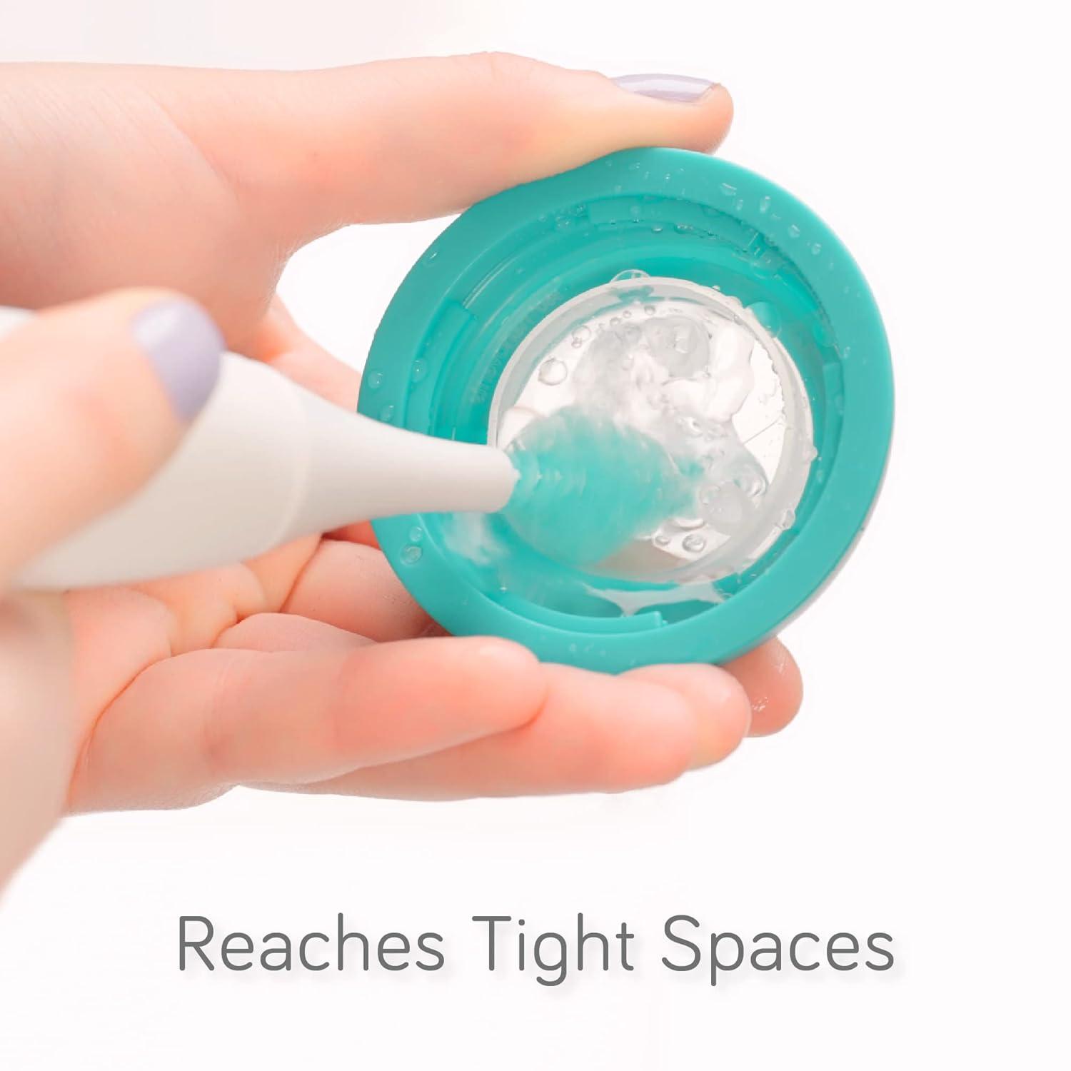 image:imageNanobebe Baby Bottle Cleaner Replacement Heads for EBrush Electric Rechargeable Bottle Cleaning Brush and Flexy Brush in Gift Sets for Baby Accessories Pacifiers and Sippy Cups 4pk GreyTeal