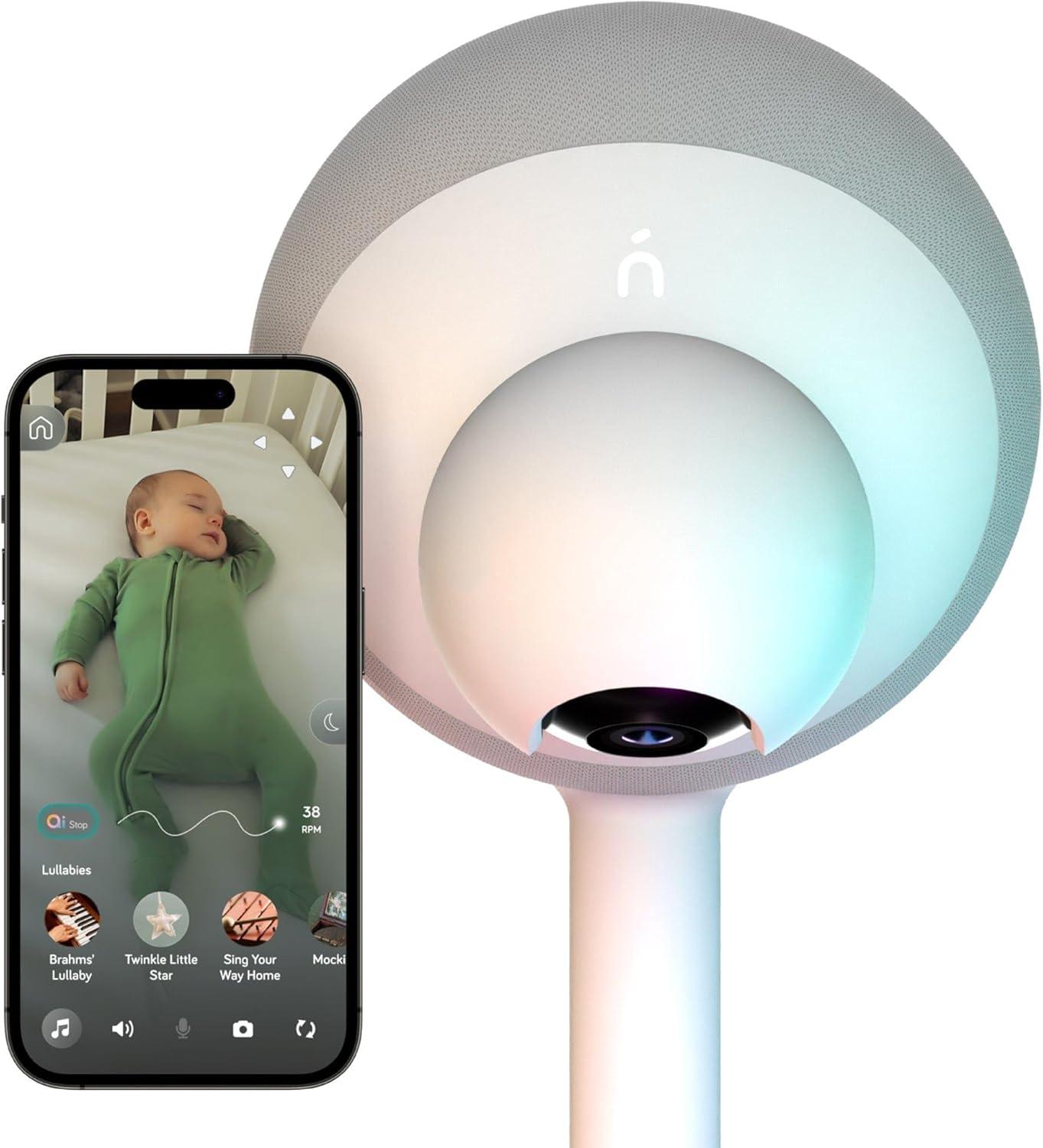 image:imageNanobebe Smart Baby Monitor 360 1080p HD Camera with Monitor Floor Stand Accessory Adjustable Height Stable Weighted Base