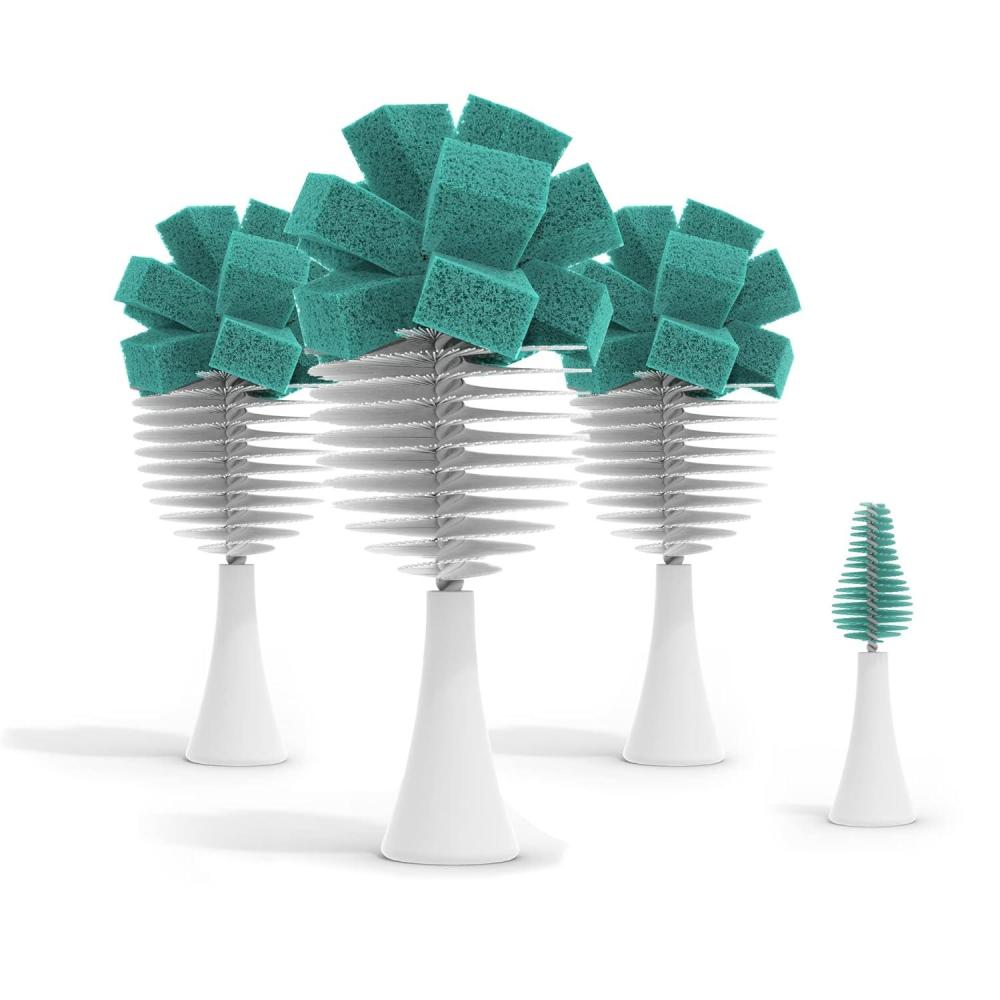 image:imageNanobebe Baby Bottle Cleaner Replacement Heads for EBrush Electric Rechargeable Bottle Cleaning Brush and Flexy Brush in Gift Sets for Baby Accessories Pacifiers and Sippy Cups 4pk GreyTeal