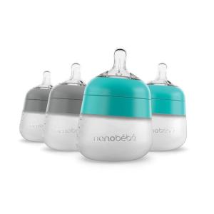 image:imageNanobb Flexy Silicone Baby Bottle AntiColic Natural Feel NonCollapsing Nipple NonTip Stable Base Easy to Clean 2Pack Teal 9ozGreyTeal