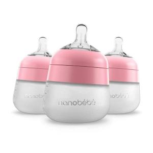 image:imageNanobb Flexy Silicone Baby Bottle AntiColic Natural Feel NonCollapsing Nipple NonTip Stable Base Easy to Clean 2Pack Teal 9ozPink