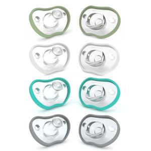 image:imageNanobebe Baby Pacifiers 03 Month  Orthodontic Curves Comfortably with Face Contour Award Winning for Breastfeeding Babies 100 Silicone Baby Registry Gift 8pk SageWhiteTealGrey