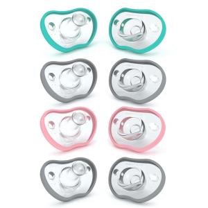 image:imageNanobebe Baby Pacifiers 03 Month  Orthodontic Curves Comfortably with Face Contour Award Winning for Breastfeeding Babies 100 Silicone Baby Registry Gift 8pk TealGreyPinkGrey