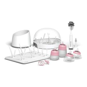 image:imageNanobebe Breastmilk and Silicone Baby Bottle Ultimate Set Gen 2 5oz and 9oz  with Sterilizer Drying Rack AntiColic Nipples Pacifiers and Warmer  TealGreyPinkGrey