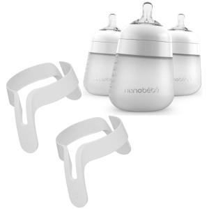 image:imageNanobebe Flexy Silicone Baby Bottle 3Pack White 9oz Bundled with Flexy Bottle Handles 2 Pack in White