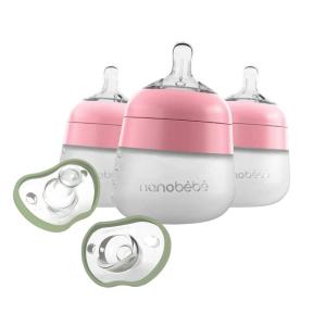 image:imageNanobebe Flexy Silicone Baby Bottlw 3Pack 5oz Pink with Baby Pacifiers 03 Month 2Pack in Sage