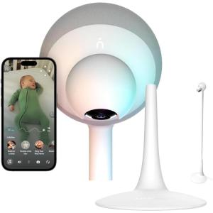 image:imageNanobebe Smart Baby Monitor 360 1080p HD Camera with Monitor Floor Stand Accessory Adjustable Height Stable Weighted Base