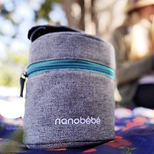 image:imageNanobebe Breastmilk Baby Bottle Cooler amp Travel Bag with Ice Pack Included Compact Triple Insulated Easily attaches to Stroller or Diaper Bag GreyStandard