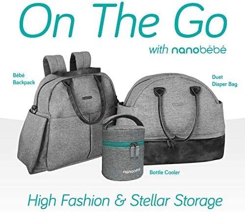 image:imageNanobebe Breastmilk Baby Bottle Cooler amp Travel Bag with Ice Pack Included Compact Triple Insulated Easily attaches to Stroller or Diaper Bag GreyStandard