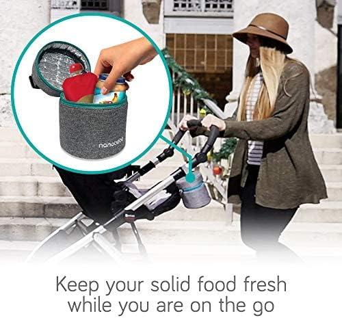 image:imageNanobebe Breastmilk Baby Bottle Cooler amp Travel Bag with Ice Pack Included Compact Triple Insulated Easily attaches to Stroller or Diaper Bag GreyStandard