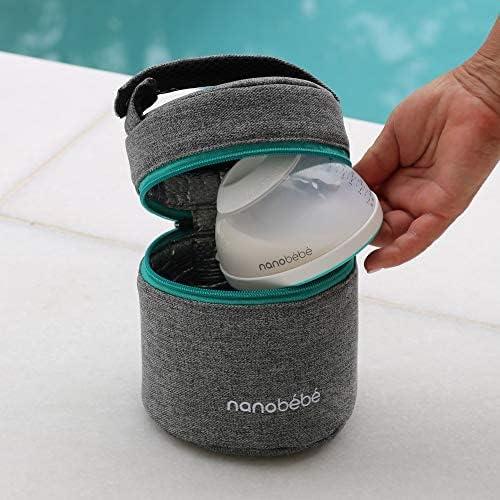 image:imageNanobebe Breastmilk Baby Bottle Cooler amp Travel Bag with Ice Pack Included Compact Triple Insulated Easily attaches to Stroller or Diaper Bag GreyStandard