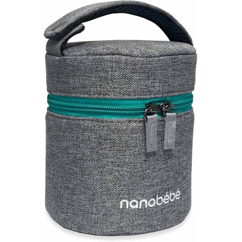 image:imageNanobebe Breastmilk Baby Bottle Cooler amp Travel Bag with Ice Pack Included Compact Triple Insulated Easily attaches to Stroller or Diaper Bag GreyStandard