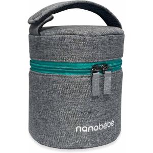image:imageNanobebe Breastmilk Baby Bottle Cooler amp Travel Bag with Ice Pack Included Compact Triple Insulated Easily attaches to Stroller or Diaper Bag GreyStandard