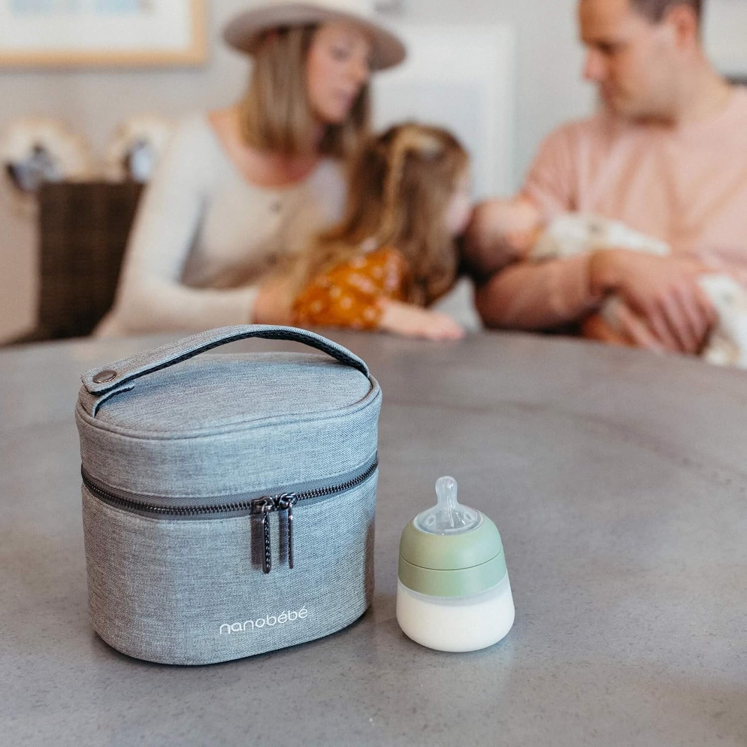 image:imageNanobebe Breastmilk Baby Bottle Deluxe Cooler amp Travel Bag with Ice Pack Gray 5oz