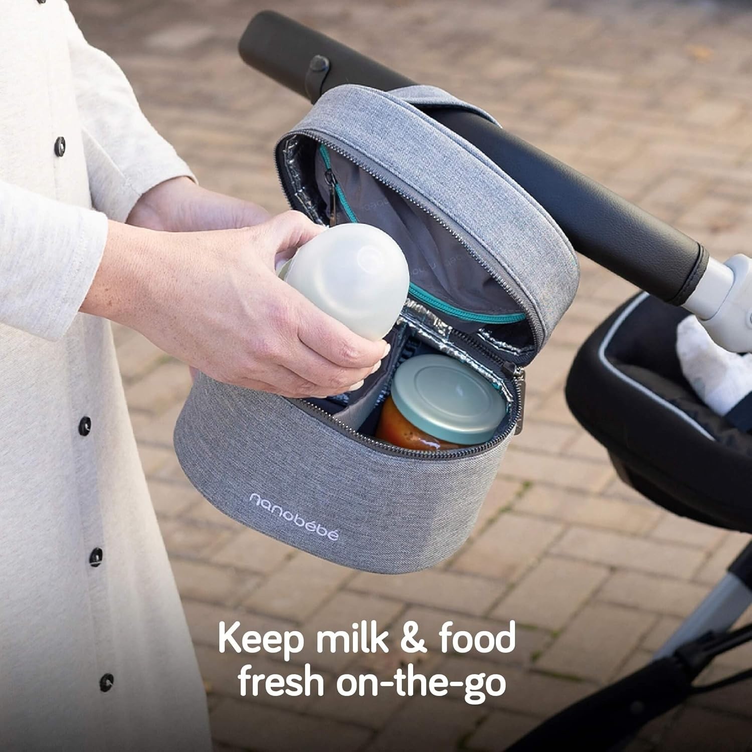 image:imageNanobebe Breastmilk Baby Bottle Deluxe Cooler amp Travel Bag with Ice Pack Gray 5oz