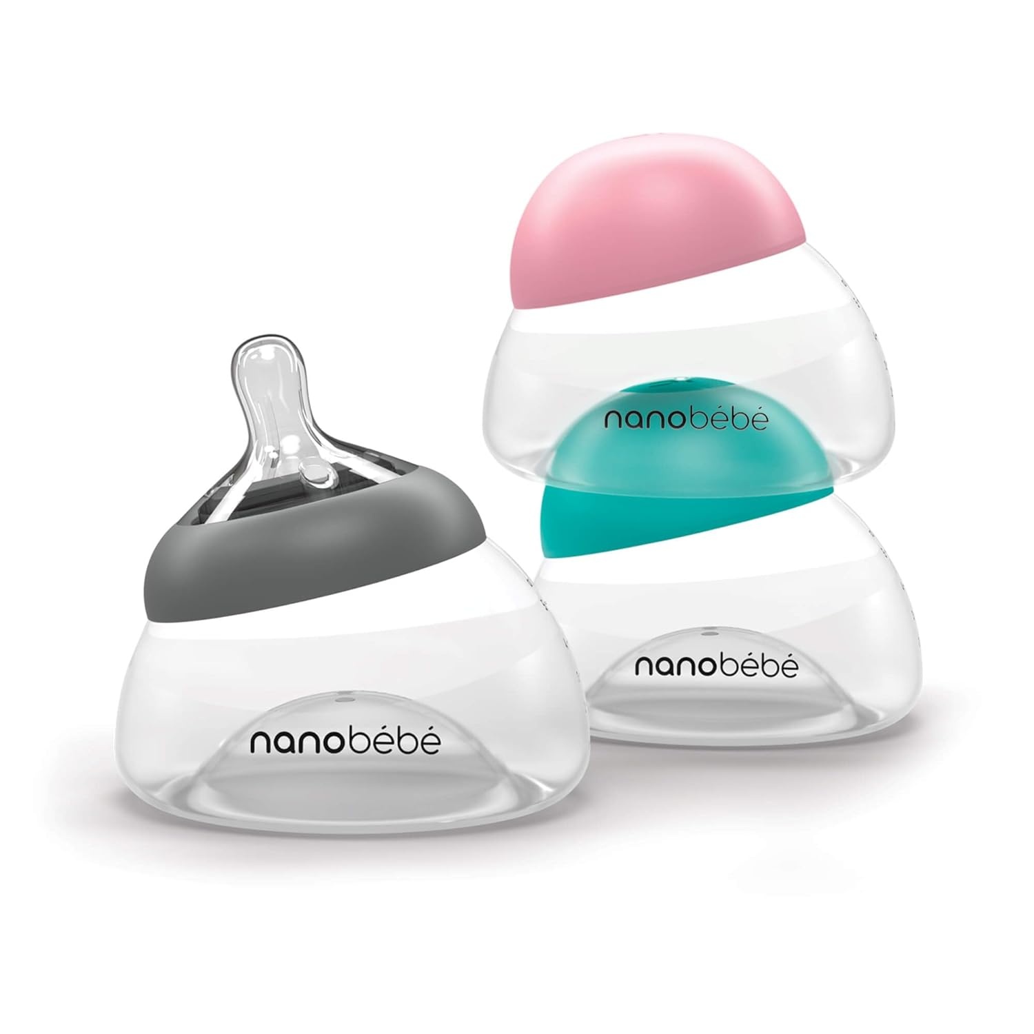 image:imageNanobebe Breastmilk Bottle Breastfeeding Newborn Breast Like Anti Colic Perfect Latch Preserves Breast Milk nutrients TwinPack TealGray
