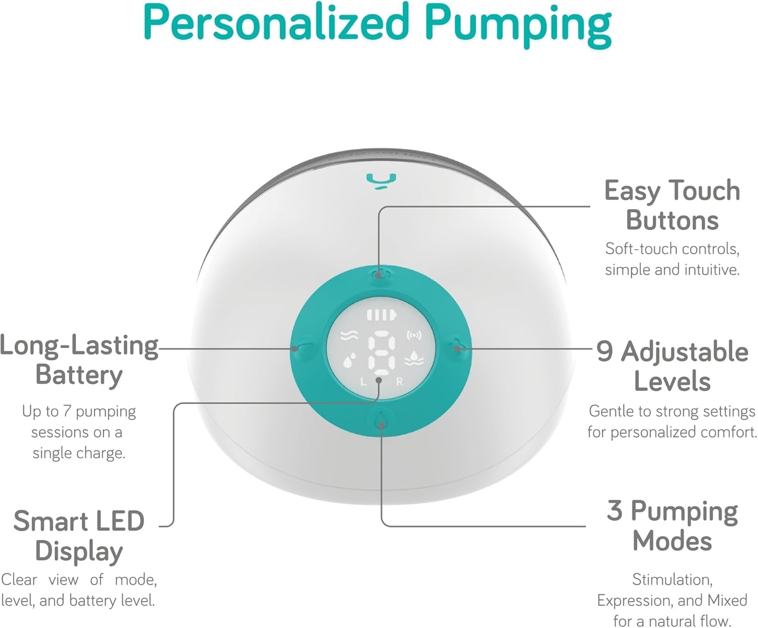 image:imageNanobebe Wearable Breast Pump Hands Free Wireless Electric Breast Pump Smart App Controlled Pump Quiet Portable Multiple Modes 1Pack1 Pack