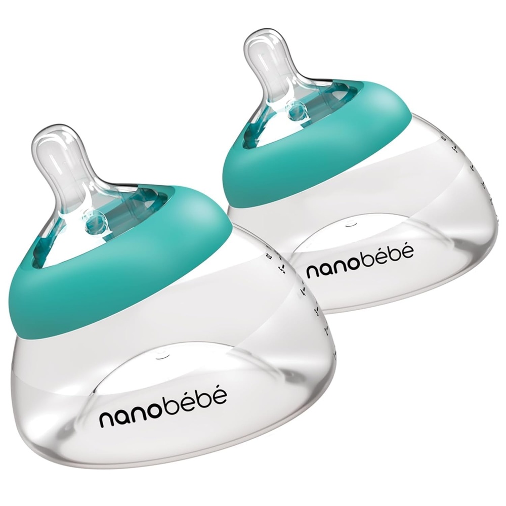 image:imageNanobebe Breastmilk Bottle Breastfeeding Newborn Breast Like Anti Colic Perfect Latch Preserves Breast Milk nutrients TwinPack TealTeal