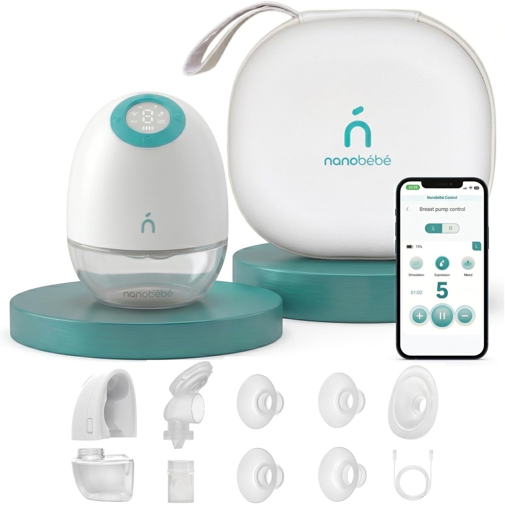 image:imageNanobebe Wearable Breast Pump Hands Free Wireless Electric Breast Pump Smart App Controlled Pump Quiet Portable Multiple Modes 1Pack1 Pack
