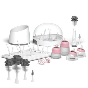 image:imageNanobebe Breastmilk and Silicone Baby Bottle Ultimate Set Gen 2 5oz and 9oz with Baby Bottle Cleaner Replacement Heads  PinkGrey