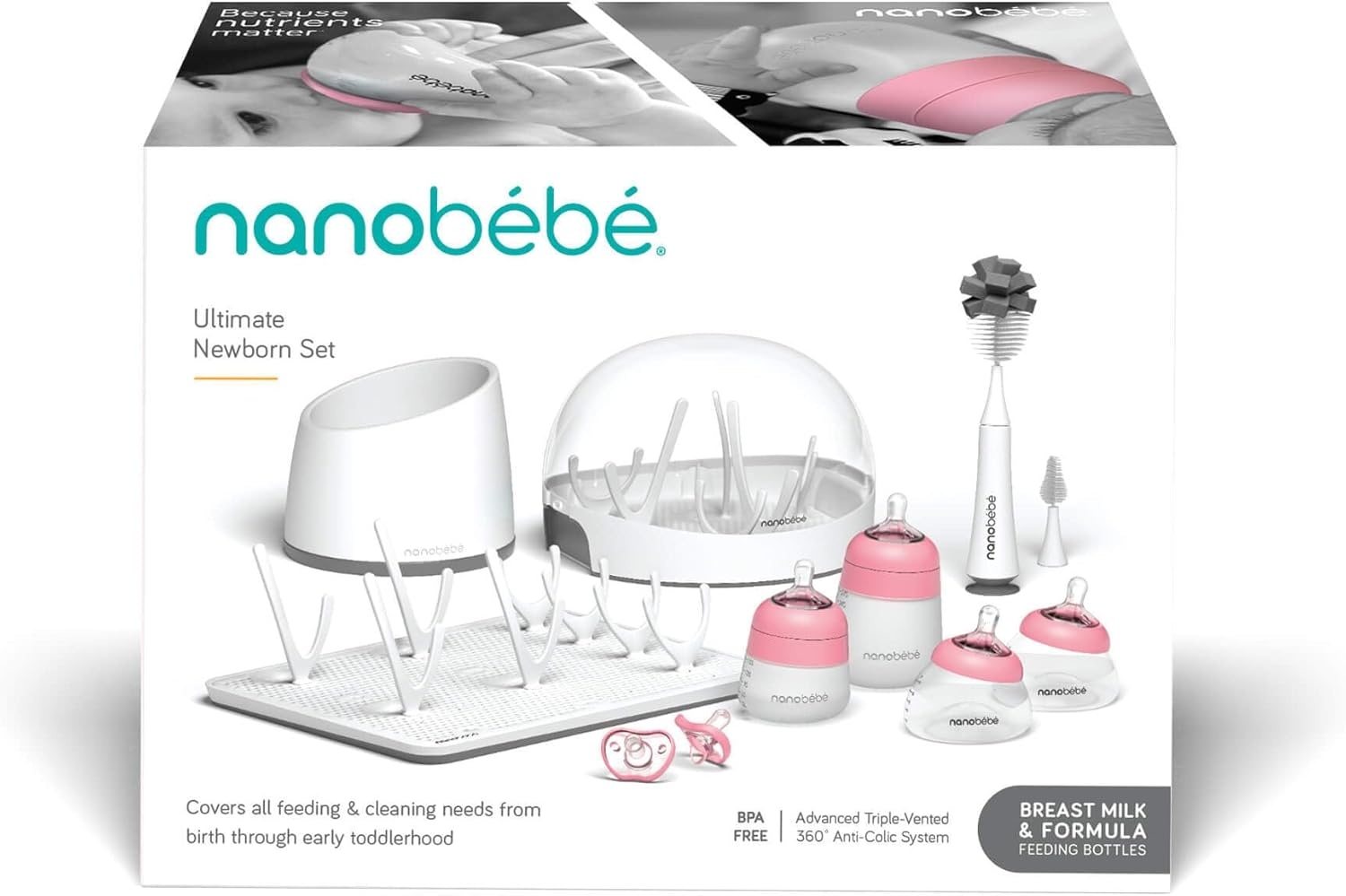image:imageNanobebe Breastmilk Baby Bottle Deluxe Cooler amp Travel Bag with Ice Pack PingGrey Set