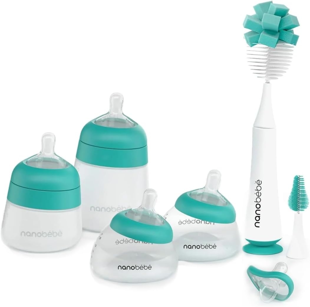 image:imageNanobebe Breastmilk Baby Bottle Deluxe Cooler amp Travel Bag with Ice Pack Teal set