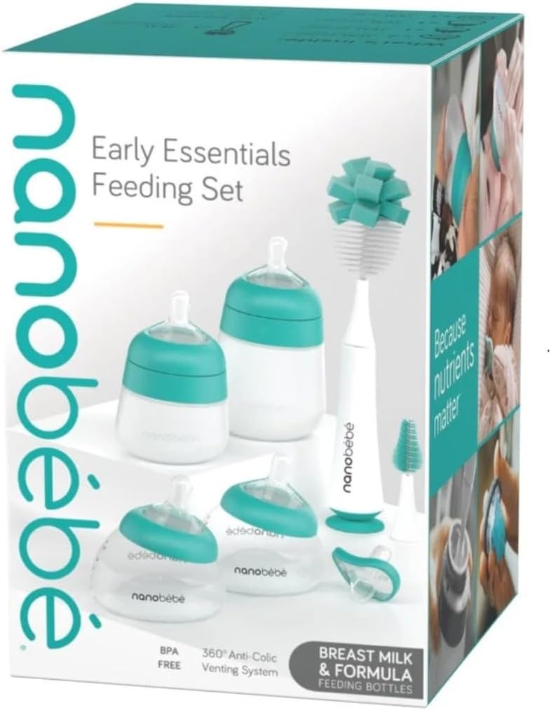 image:imageNanobebe Breastmilk Baby Bottle Deluxe Cooler amp Travel Bag with Ice Pack Teal set