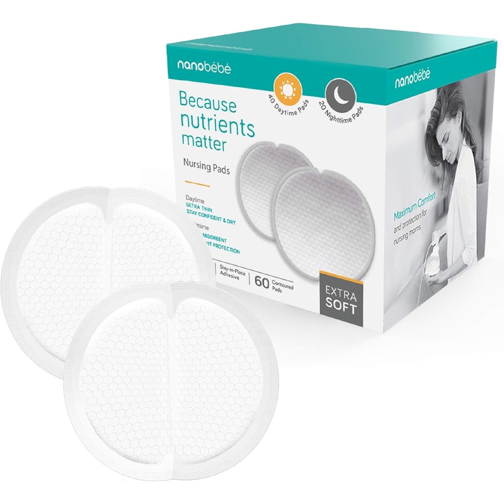 image:imageNanobb Disposable Nursing Pads Absorbent Breast Pads Day Ultra Thin Day amp Night Contoured and Leakproof Breastfeeding Essentials 60 Count60 Count Pack of 1
