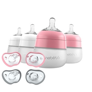 image:imageNanobebe Baby Pacifiers 03 Months 4Pack PinkGrey with Nanobebe Flexy Silicone Baby Bottle AntiColic Natural Feel 4Pack PinkWhite 5 oz
