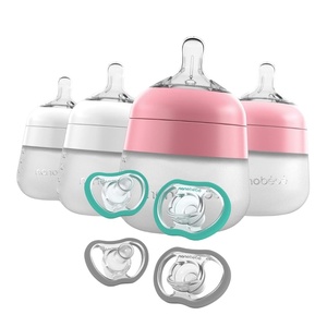 image:imageNanobebe Baby Pacifiers 436 Month 4Pack GreyTeal with Nanobebe Flexy Silicone Baby Bottle AntiColic Natural Feel 4Pack PinkWhite 5 oz